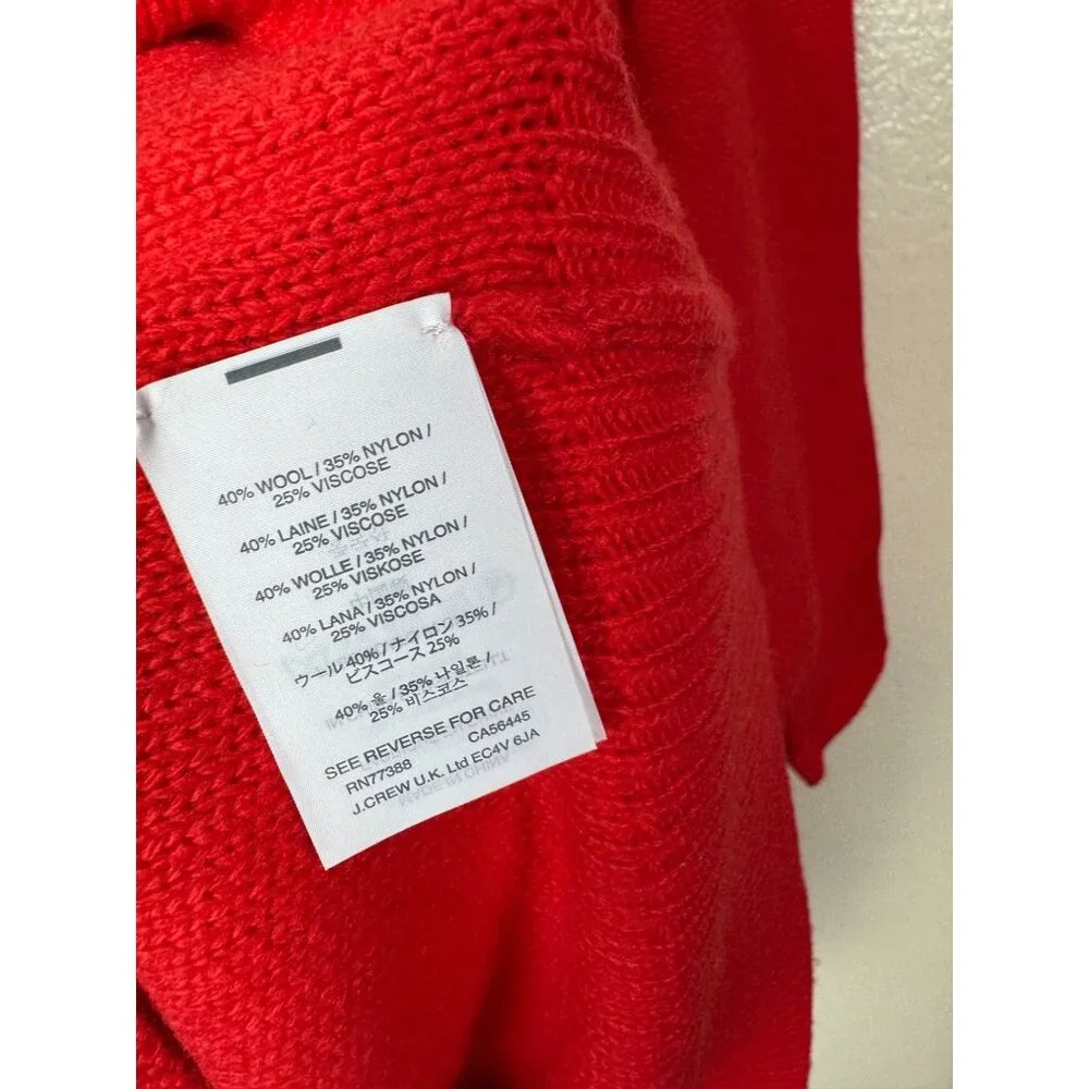 NEW J.Crew Red Cable Knit Turtleneck Sweater Dress Size Large Wool Blend Holiday